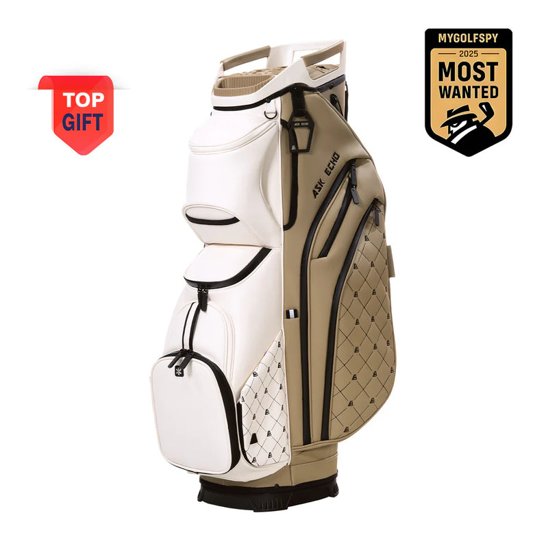 Ask Echo 2025 SLC-130LE Luxury 15 Way Full Length Dividers Golf Quiet Synthetic Leather Cart Bag / Toasted Almond