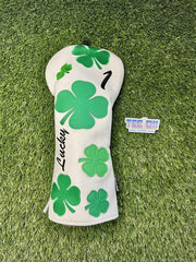 Shamrock White Leather Driver Head Cover Craftsman Golf